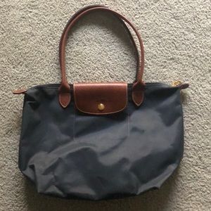 Gray Longchamp nylon bag small